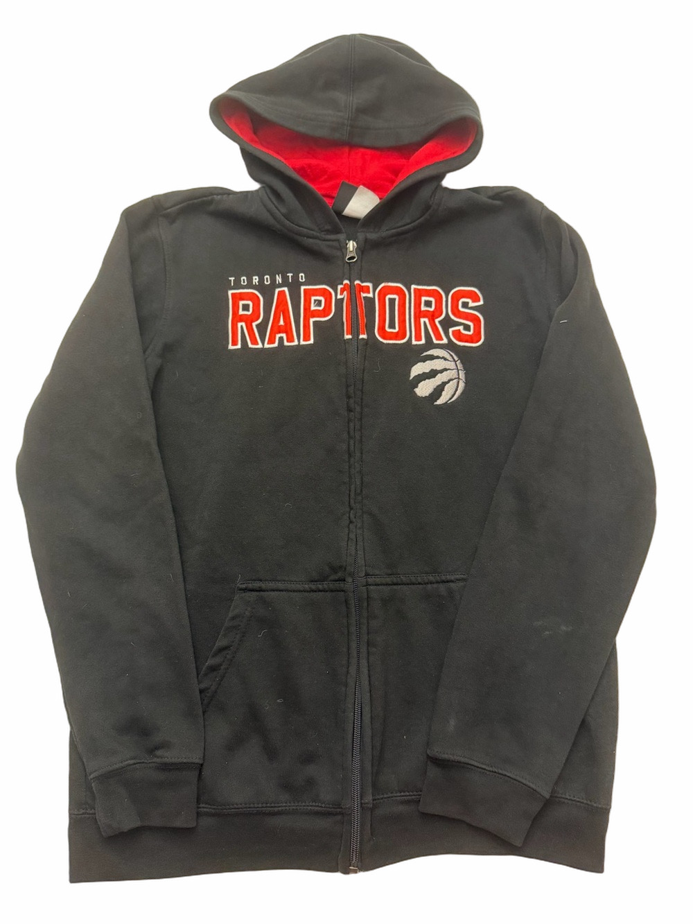NBA Toronto Raptors Basketball Black & Red Zip-Up Hoodie Youth Boy XL Activewear